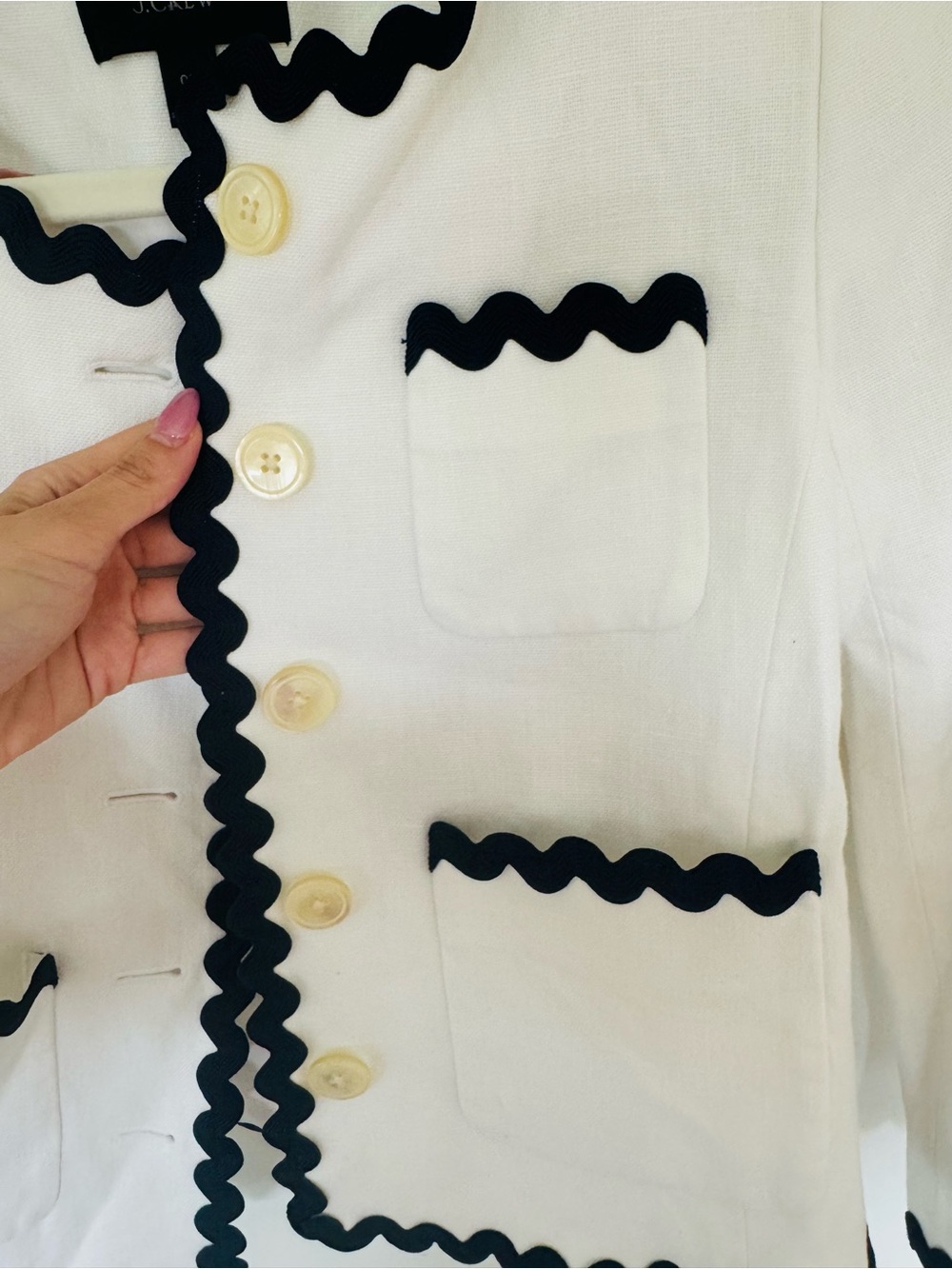 J. Crew White Lady Jacket with Navy Rickrack Trim 00 NWOT - Picture 4 of 7